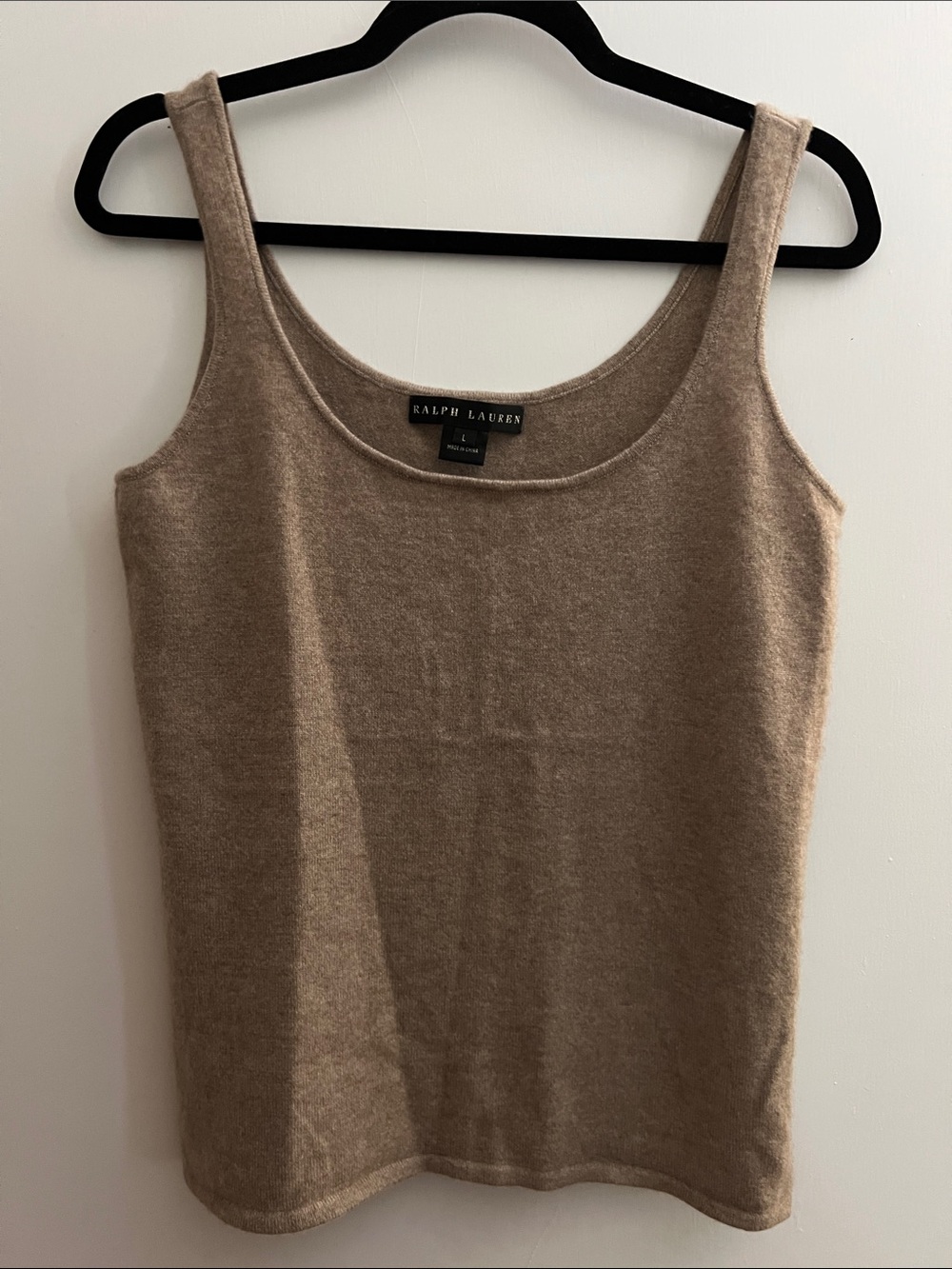 Ralph Lauren Black Label Tan 100% Cashmere Tank Top